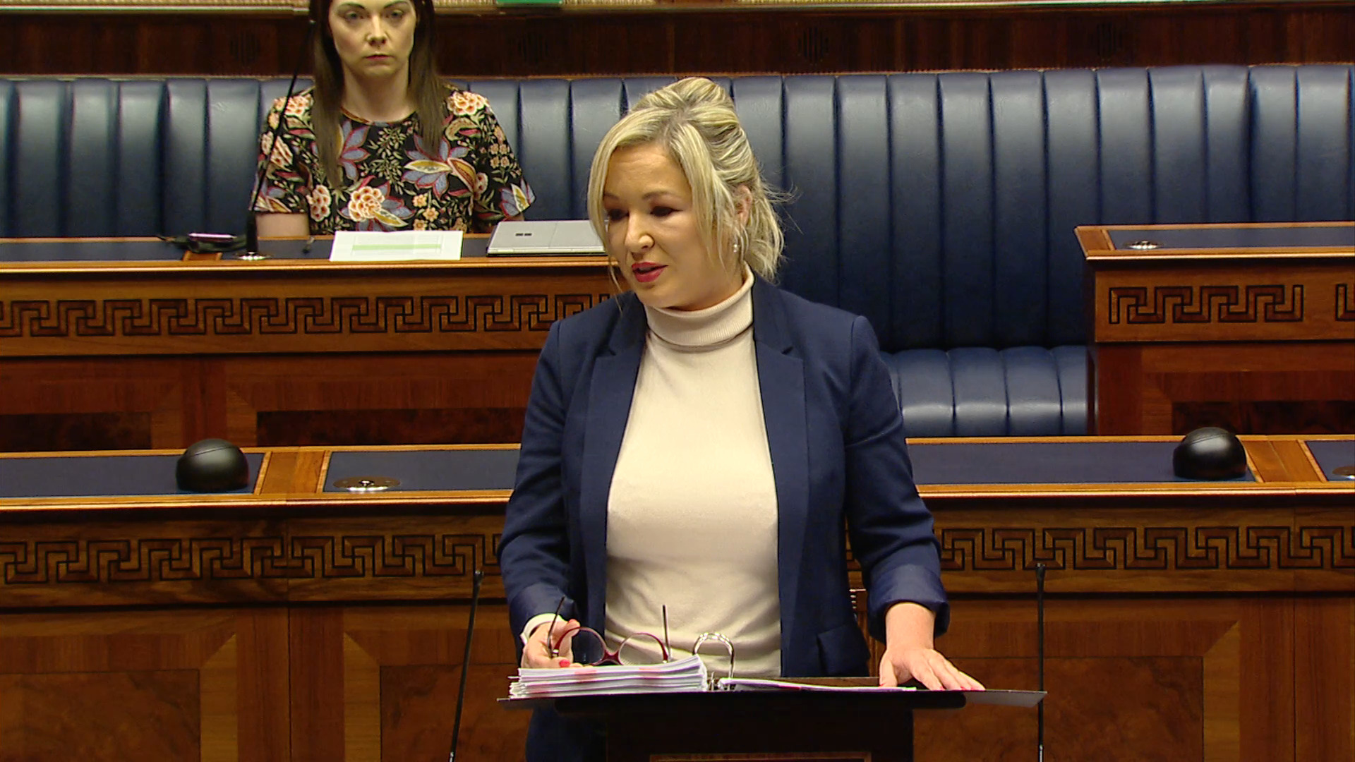 Deputy First Minister Michelle O'Neill answers questions during the Executive Office Question Time on Monday 24 January 2022