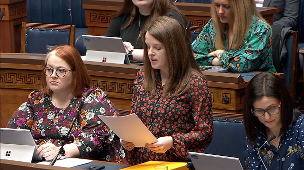 Nuala McAllister speaking in the Assembly Chamber