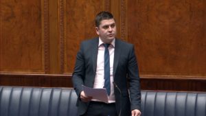 Danny Baker MLA making a statement in the Assembly Chamber