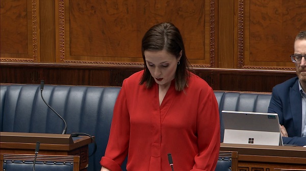 Cathy Mason MLA speaking in the Assembly Chamber
