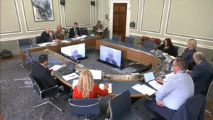 The Audit Committee sitting in a committee room at Parliament Buildings