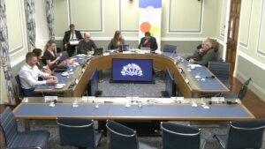 The Committee for Education sitting in a committee room at Parliament Buildings