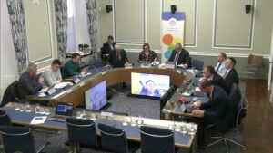 The Committee for Infrastructure sitting in a committee room at Parliament Buildings