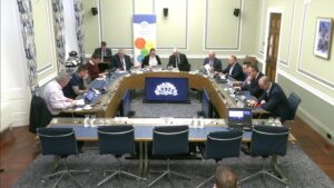 The Committee for Infrastructure sitting in a committee room in Parliament Buildings