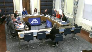 The Committee for Justice sitting in a committee room at Parliament Buildings