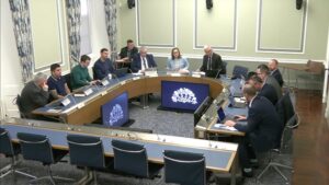 The Committee for Infrastructure sitting in a committee room at Parliament Buildings