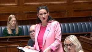 deputy First Minister Emma Little-Pengelly speaking in the Assembly Chamber