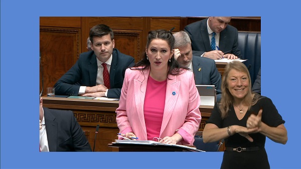 deputy First Minister Emma Little-Pengelly speaking in the Assembly Chamber