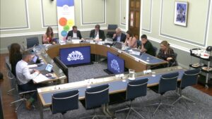 The Committee for Education sitting in a committee room in Parliament Buildings