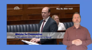 Minister for Communities Gordon Lyons answers questions during Question Time in Plenary on Monday 20 May 2024.