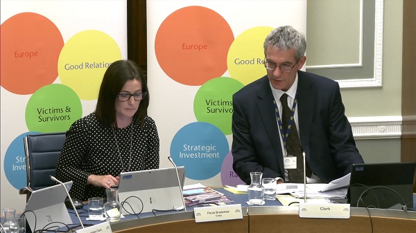 Committee Chair Paula Bradshaw and the Committee Clerk sitting in a committee room in Parliament Buildings