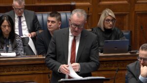 Economy Minister Conor Murphy answers questions during Question Time to the Minister for Economy on Monday 20th January 2025.