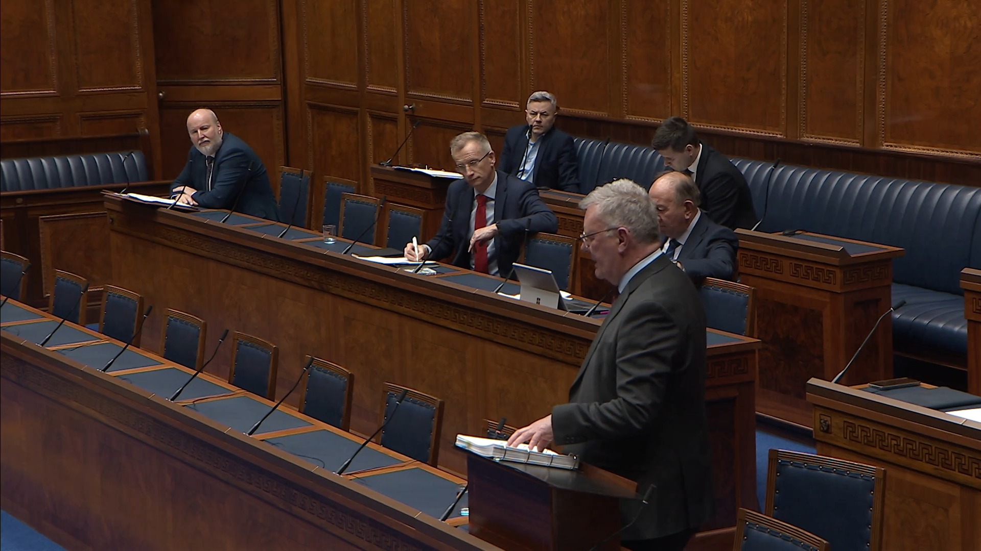Minister of Health, Mike Nesbitt, answering Members questions during Question Time in the Assembly Chamber on Tuesday 18 February 2025.