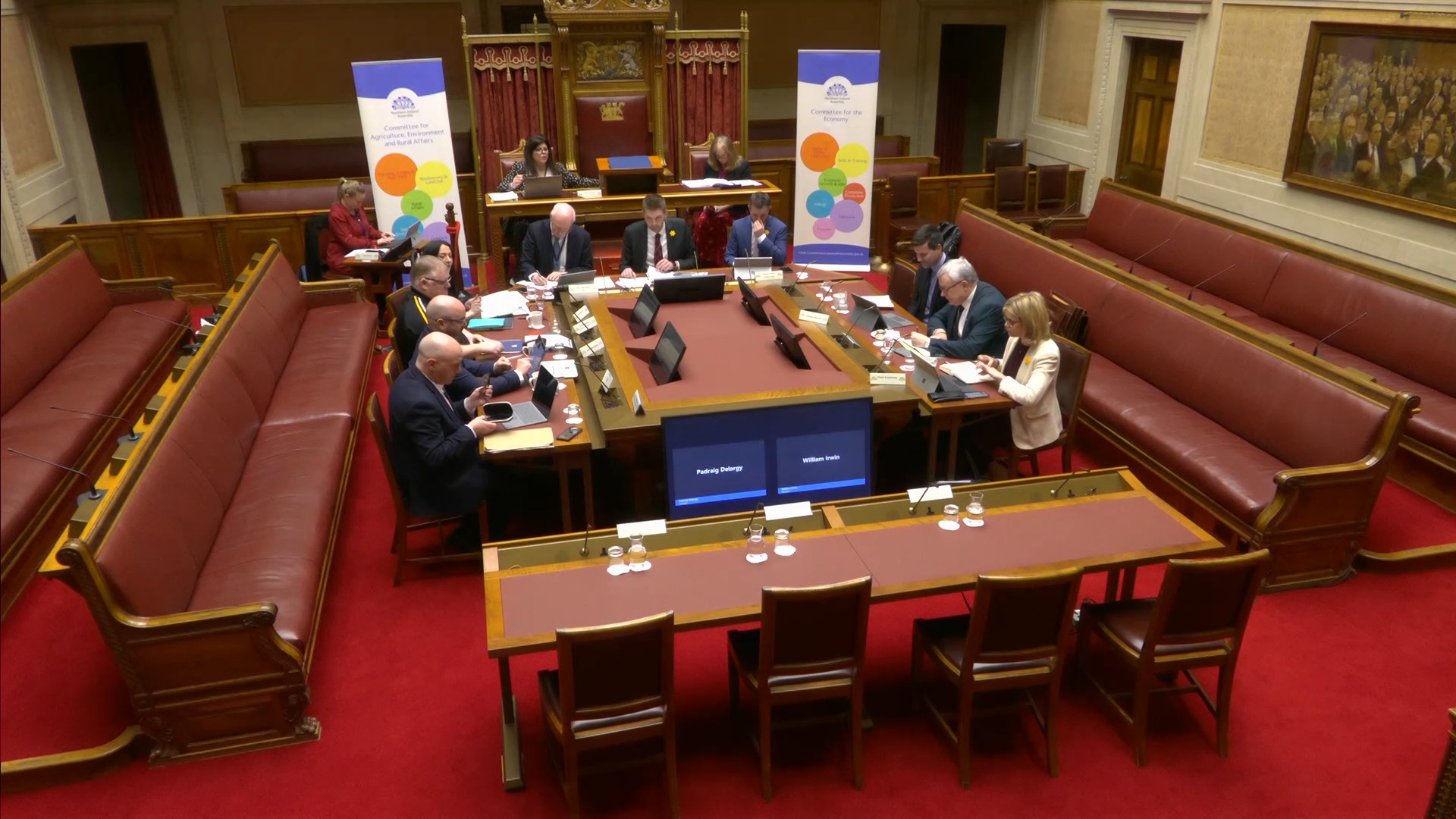The Concurrent Committee of the Committee for the Economy and Committee for Agriculture, Environment and Rural Affairs prepare to receive evidence from Fibrus Energy in the Senate Chamber, parliament Buildings on Wednesday 5 March 2025.