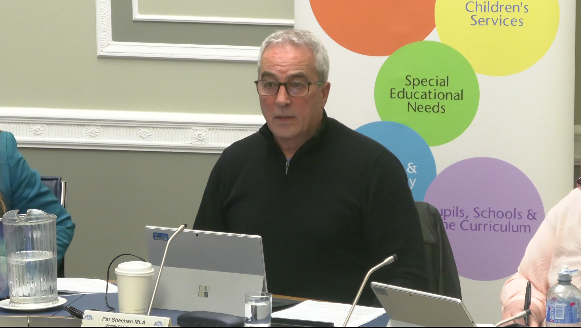 Pat Sheehan asks a question during the Education Committee meeting on 5 March 2025.