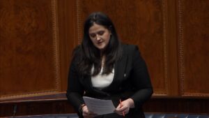 Claire Sugden MLA addressing the Chamber during the adjournment debate on International Women's Day 2025 on Tuesday 4 March 2025.